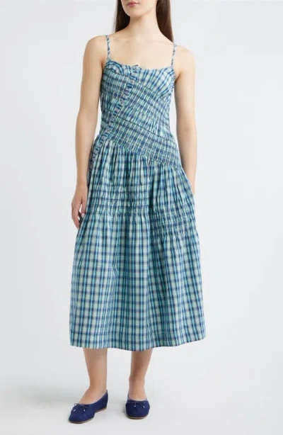 Damson Madder Lyra Check Sleeveless Midi Dress In Multi