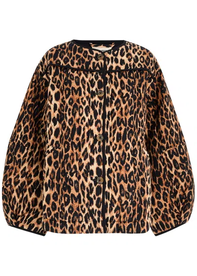 Damson Madder Loose Leopard Print Blazer In Patterned Brown