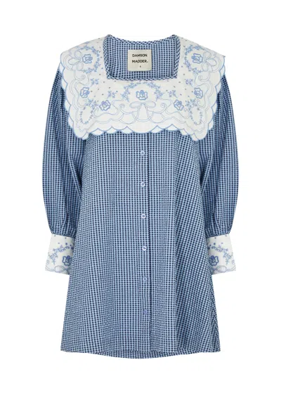 damson madder blue dress Damson Madder Raphaela Short Sleeve Mini Dress