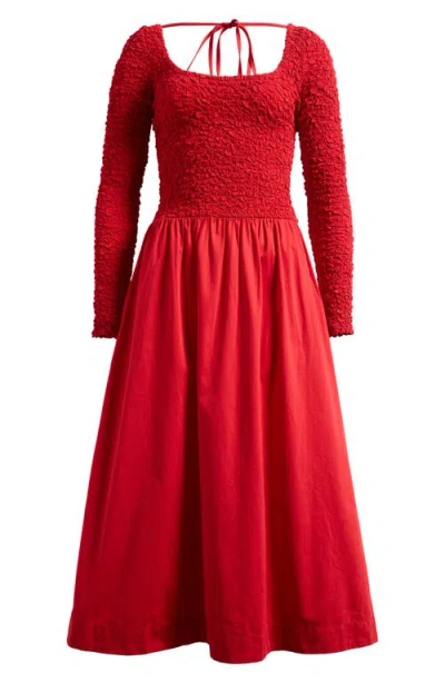 DAMSON MADDER DAMSON MADDER MALINDA SMOCKED LONG SLEEVE ORGANIC COTTON MAXI DRESS