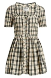 Damson Madder Mansi Check Organic Cotton Minidress In Gray