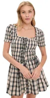 Damson Madder Mansi Check Organic Cotton Minidress In Silver
