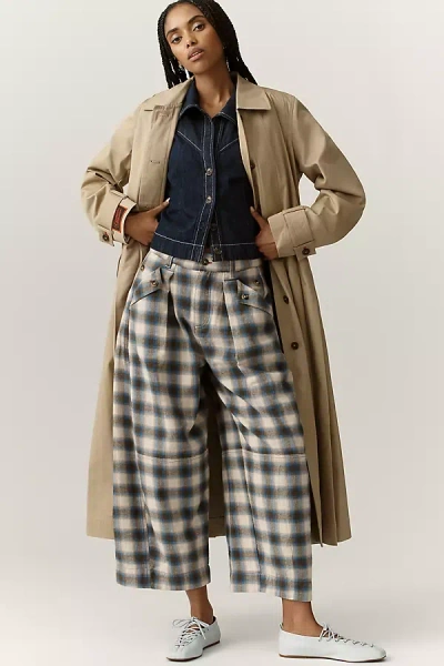 Damson Madder Mara Wide-leg Organic Cotton Trouser Pants In Gray