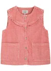 Damson Madder Womens Red Mari Gingham-print Cotton-blend Gilet In Multi