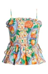 Damson Madder Marina Smocked Organic Cotton Peplum Camisole