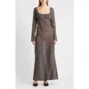 Damson Madder Marissa Sheer Plaid Maxi Dress In Gray