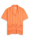 Damson Madder Martina Oversize Eyelet Button-up Shirt In Orange