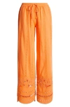 Damson Madder Martina Eyelet Embroidery Wide Leg Pants