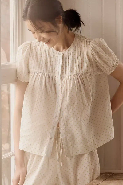 Damson Madder Meadow Cotton Boxy Top In White