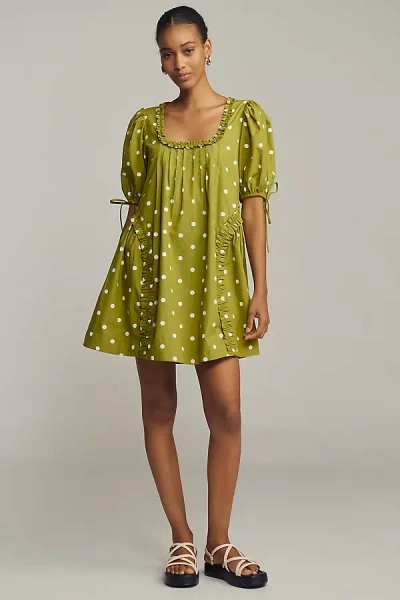 Damson Madder Meri Mini Swing Dress In Green
