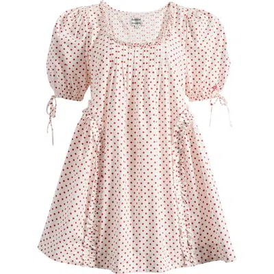 Damson Madder Meri Pleated Puff Sleeve Cotton Mini Sundress In Multi
