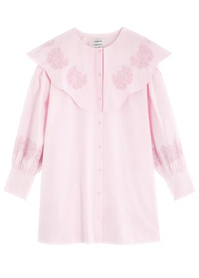 Damson Madder Mimi Broderie Anglaise Cotton Mini Dress In Pink