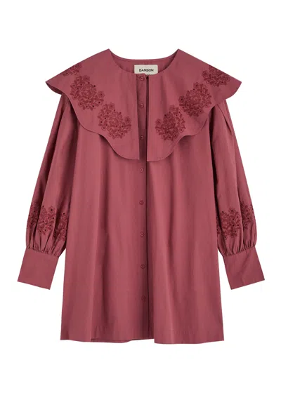Damson Madder Mimi Broderie Anglaise Cotton Mini Dress In Rose