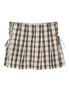 Damson Madder Moffy Plaid Pleated Organic Cotton Miniskirt In Black