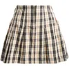 Damson Madder Moffy Plaid Pleated Organic Cotton Miniskirt In Neutral