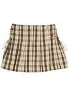 Damson Madder Moffy Pleated Checked Cotton Mini Skirt In Yellow