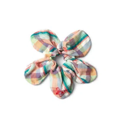 Damson Madder Multi Check Flower Scrunchie In Brown