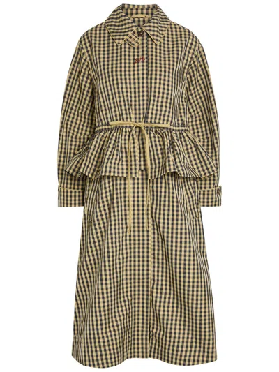 Damson Madder Myrtle Gingham Multi-way Cotton-blend Trench Coat In Brown