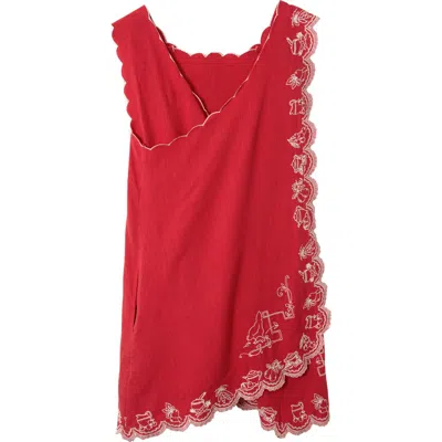 Damson Madder Natalina Embroidered Sleeveless Dress In Red