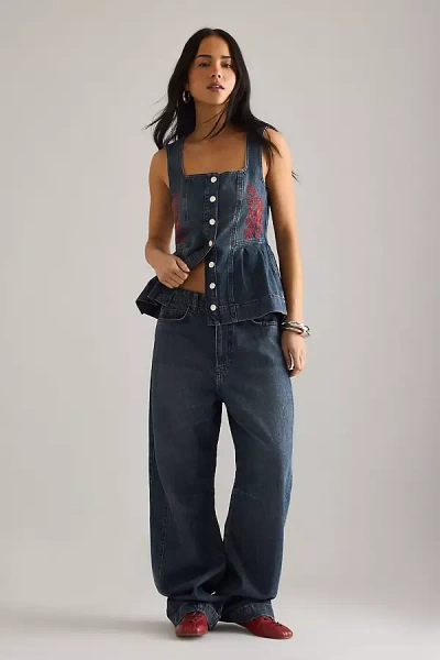 Damson Madder Neve Wide-leg Jeans In Blue