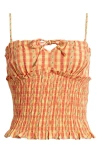 Damson Madder Nola Gingham Smocked Organic Cotton Camisole