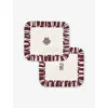 Damson Madder Off White Ruffle-trim Set Of Two Cotton Placemats In Red
