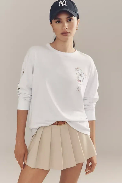 Damson Madder Olive Hotel Long-sleeve Tee In White