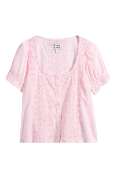 Damson Madder Organic Cotton Eyelet Top In Pink