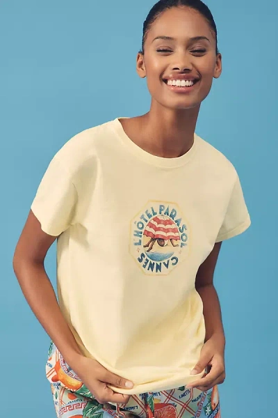 Damson Madder Parasol Shrunken Graphic Tee In Yellow