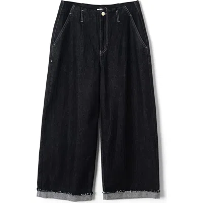 Damson Madder Pascal Loose Fit Raw Hem Jeans In Black