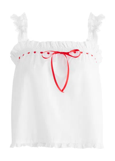 Damson Madder Pauline Ruffled Cotton Top In White