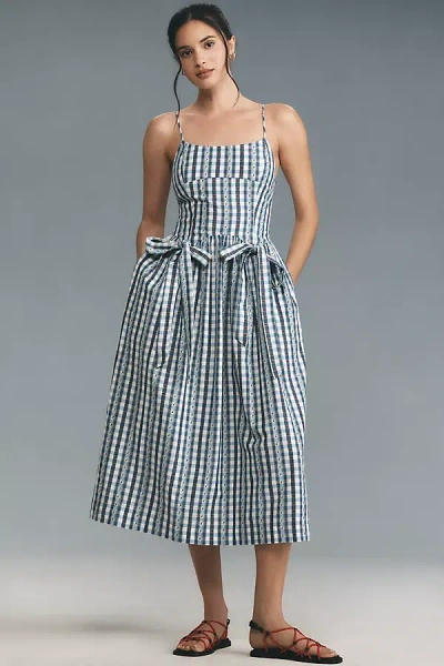 Damson Madder Penelope Apron Midi Dress In Blue