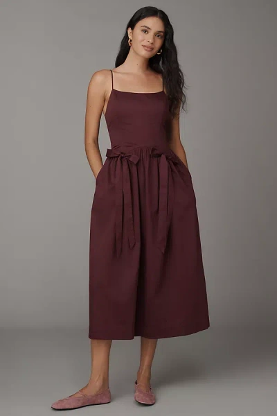 Damson Madder Penelope Apron Midi Dress In Purple