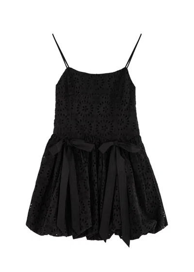 Damson Madder Penelope Broderie Anglaise Cotton Mini Dress In Black