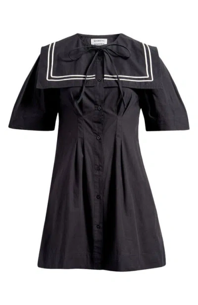 Damson Madder Peppy Sailor Organic Cotton Minidress In Black