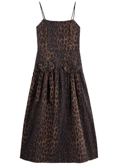 Damson Madder Persephone Leopard-print Cotton Midi Dress
