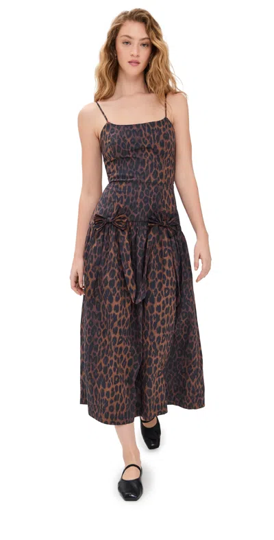 Damson Madder Persephone Midi Dress Dark Leopard