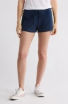 Damson Madder Pippa Stretch Organic Cotton Waffle Shorts In Blue