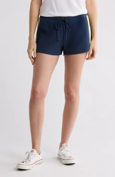 Damson Madder Pippa Stretch Organic Cotton Waffle Shorts In Blue