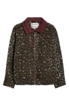 Damson Madder Pixie Leopard Print Bomber Jacket In Brown