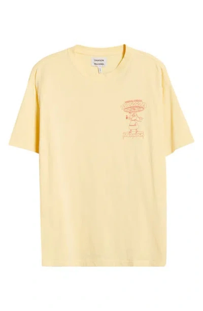 Damson Madder Pizza Party Organic Cotton Graphic T-shirt In Yellow