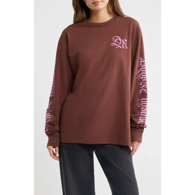 Damson Madder Pleasant Slumber Graphic Long Sleeve T-shirt In Brown