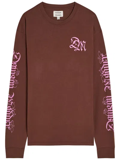 Damson Madder Pleasant Slumber Printed Cotton T-shirt In Brown