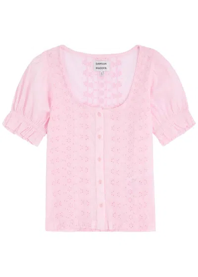 Damson Madder Prim Broderie-anglaise Cotton Blouse In Light Pink