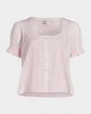 Damson Madder Prim Eyelet Puff-sleeve Blouse