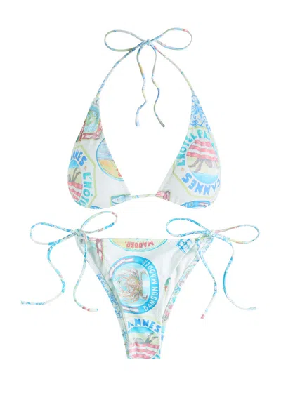 Damson Madder Printed Bikini Top In Blue