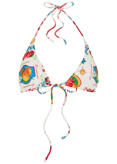 Damson Madder Printed Triangle Bikini Top In Multicoloured