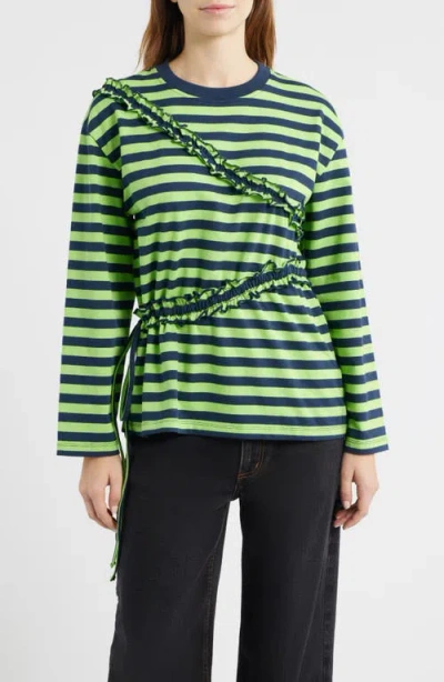 Damson Madder Prudie Ruffle Long Sleeve Tee Lime In Green