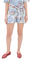 Damson Madder Womens Printed Pull-on Cotton-linen Blend Shorts Multi In Multi