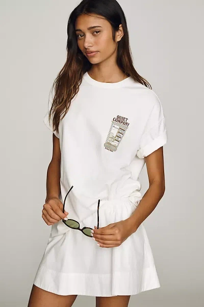 Damson Madder Quiet Company Cotton Tee In White